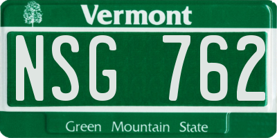 VT license plate NSG762