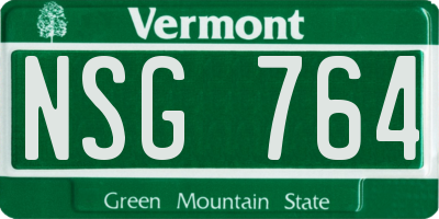 VT license plate NSG764