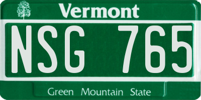 VT license plate NSG765