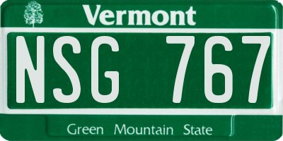 VT license plate NSG767