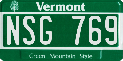 VT license plate NSG769