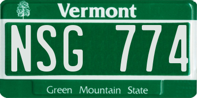 VT license plate NSG774