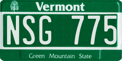 VT license plate NSG775