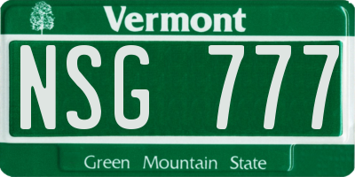 VT license plate NSG777