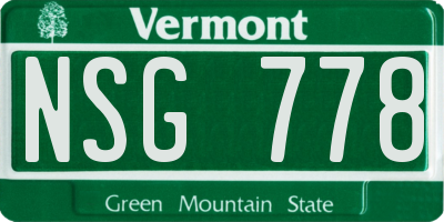 VT license plate NSG778