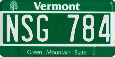 VT license plate NSG784