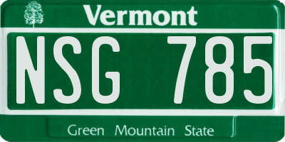 VT license plate NSG785