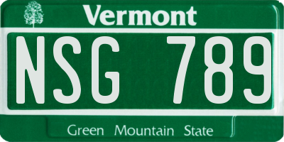 VT license plate NSG789