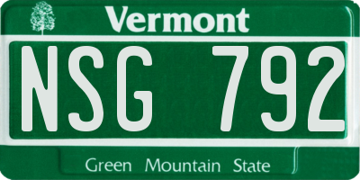 VT license plate NSG792