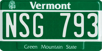 VT license plate NSG793