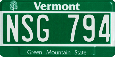 VT license plate NSG794