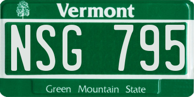 VT license plate NSG795