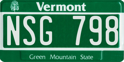 VT license plate NSG798