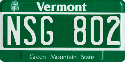 VT license plate NSG802