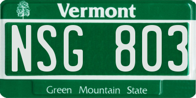 VT license plate NSG803