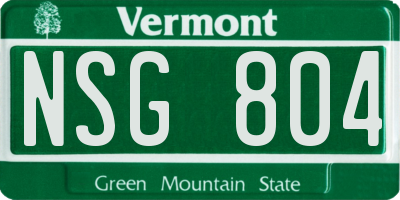 VT license plate NSG804