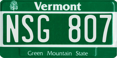 VT license plate NSG807