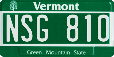 VT license plate NSG810