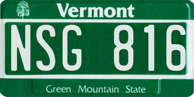 VT license plate NSG816