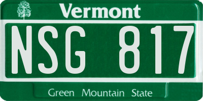 VT license plate NSG817