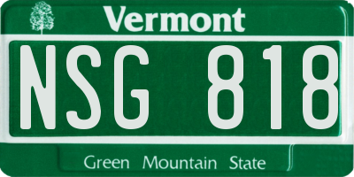 VT license plate NSG818