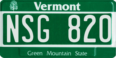VT license plate NSG820