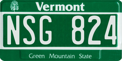 VT license plate NSG824
