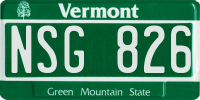 VT license plate NSG826