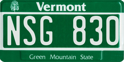 VT license plate NSG830