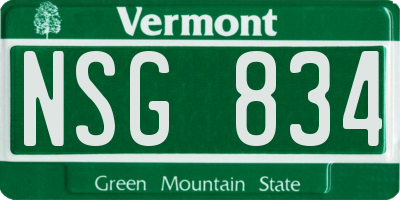 VT license plate NSG834
