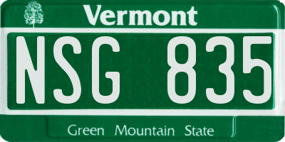 VT license plate NSG835
