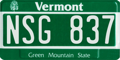 VT license plate NSG837