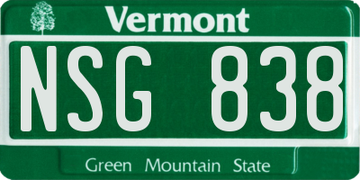 VT license plate NSG838