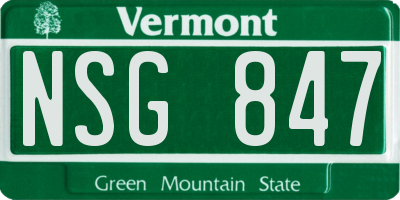 VT license plate NSG847