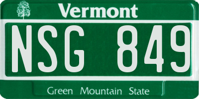 VT license plate NSG849