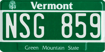 VT license plate NSG859