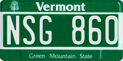 VT license plate NSG860
