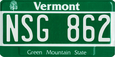 VT license plate NSG862