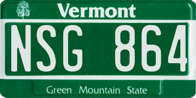 VT license plate NSG864