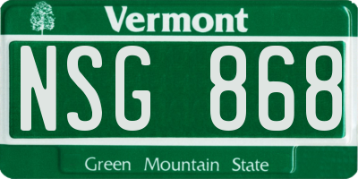 VT license plate NSG868