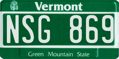 VT license plate NSG869