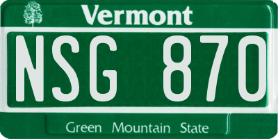 VT license plate NSG870