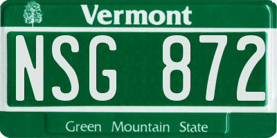 VT license plate NSG872