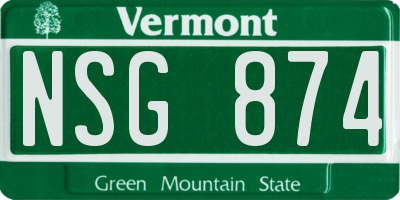 VT license plate NSG874