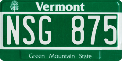 VT license plate NSG875