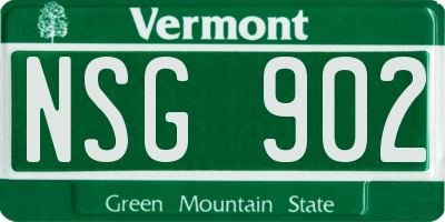 VT license plate NSG902
