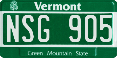 VT license plate NSG905