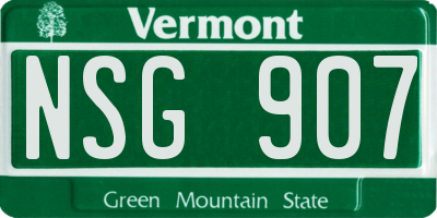 VT license plate NSG907
