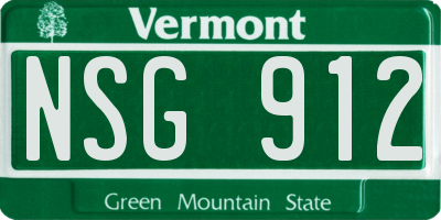VT license plate NSG912