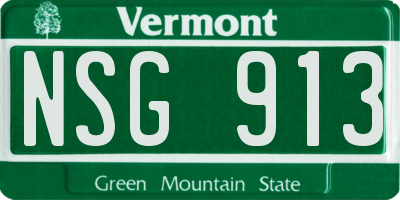 VT license plate NSG913